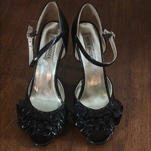 Steve Madden Black Heels with Ankle Strap and Peep-Toe